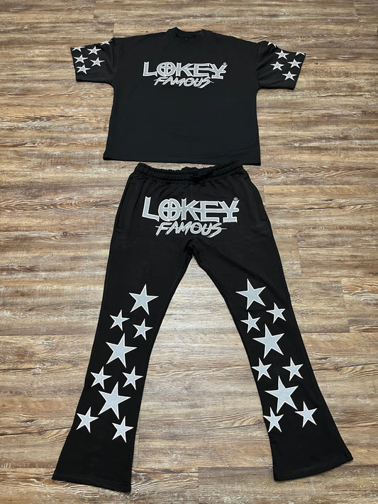 Black Stacked Jogger Pants